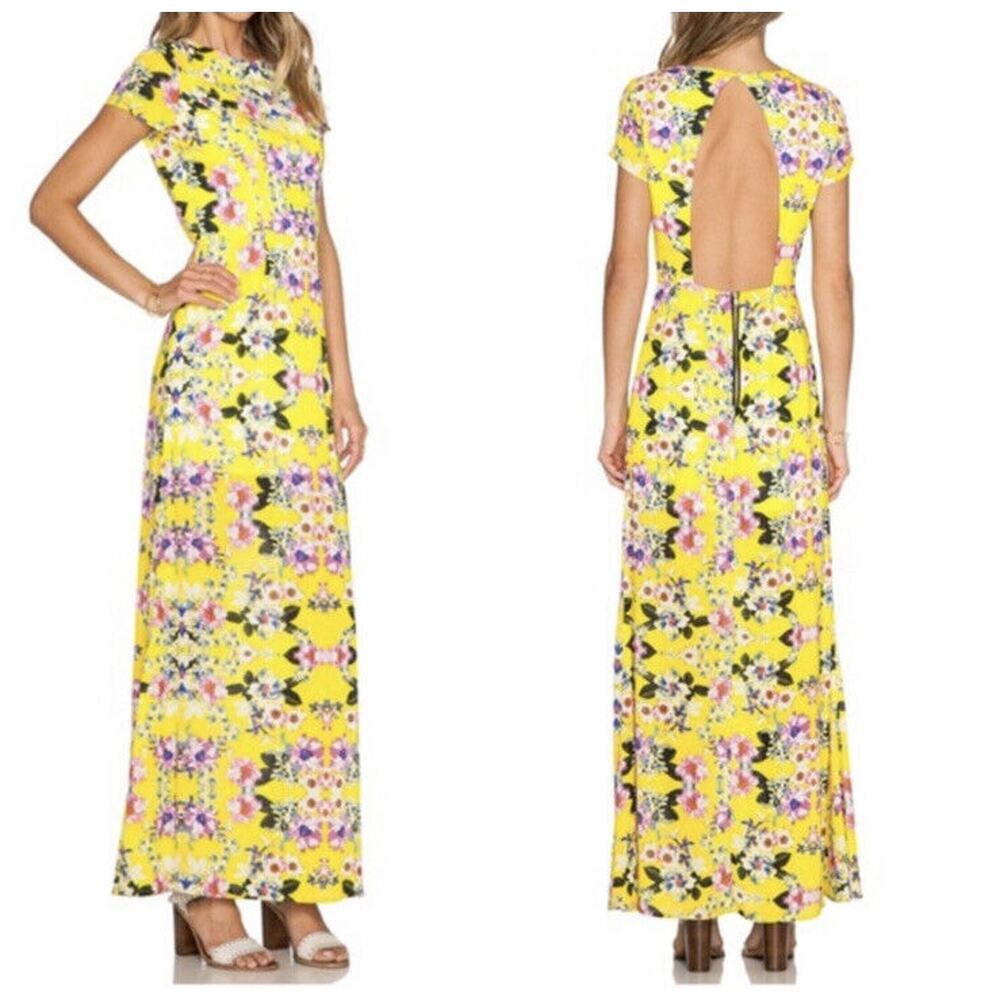 NBD X The NAVEN Twins Into The Light Floral Yellow Canary Maxi Dress